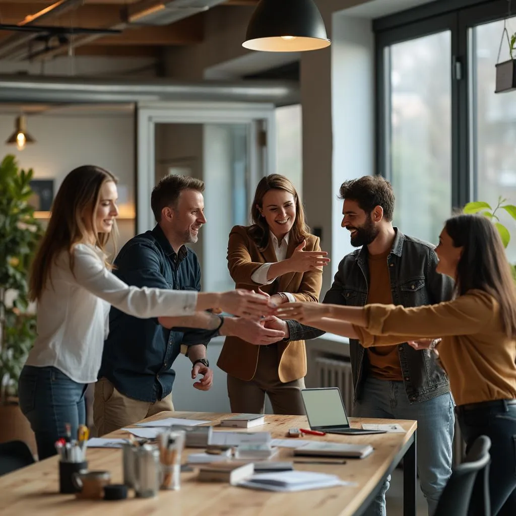 Equipo celebrando un acuerdo de inversión